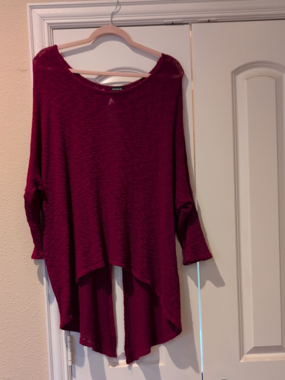 Women's High-Low Tunic Top in Deep Berry